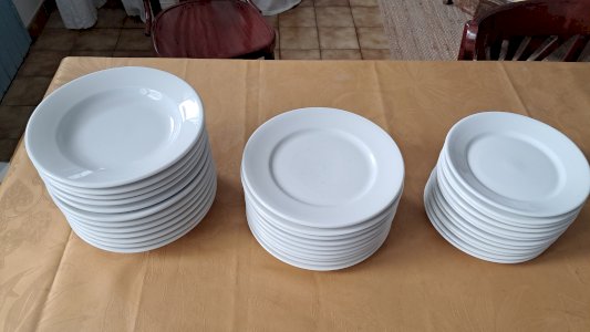 white ceramic plates in excellent condition