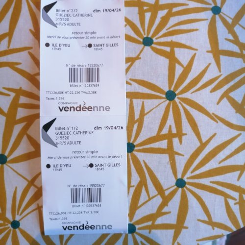 Billets Yeu - St Gilles - 19 AVRIL 2026 (17h45)